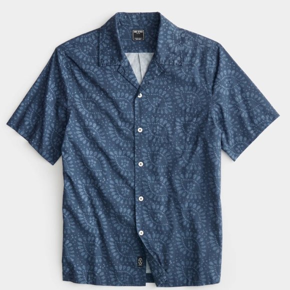 Todd Snyder BLUE BATIK CAMP COLLAR SHIRT $198